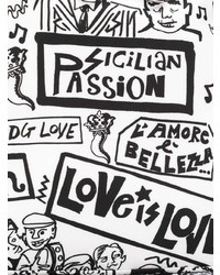 Мужской бело-черный рюкзак с принтом от Dolce & Gabbana