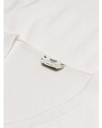 Женский бело-черный свитер с v-образным вырезом от Fendi
