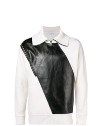 Мужской бело-черный свитер с воротником на молнии от Givenchy