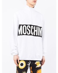 Мужской бело-черный свитер с воротником на молнии от Moschino