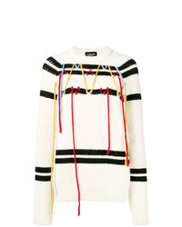 Женский бело-черный свитер с круглым вырезом в горизонтальную полоску от Calvin Klein 205W39nyc