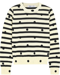 Женский бело-черный свитер с круглым вырезом в горизонтальную полоску от Comme des Garcons