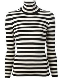 Женский бело-черный свитер с круглым вырезом в горизонтальную полоску от Gucci