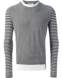 Мужской бело-черный свитер с круглым вырезом в горизонтальную полоску от Kenzo