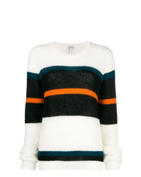 Женский бело-черный свитер с круглым вырезом в горизонтальную полоску от Loewe