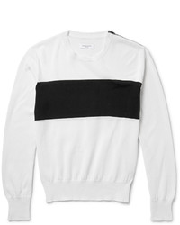 Мужской бело-черный свитер с круглым вырезом в горизонтальную полоску от Ovadia & Sons