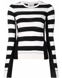 Женский бело-черный свитер с круглым вырезом в горизонтальную полоску от Sonia Rykiel
