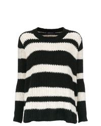 Женский бело-черный свитер с круглым вырезом в горизонтальную полоску от Uma Raquel Davidowicz