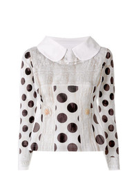 Женский бело-черный свитер с круглым вырезом в горошек от Comme Des Garcons Comme Des Garcons