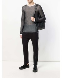 Мужской бело-черный свитер с круглым вырезом в сеточку от Unconditional