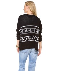 Женский бело-черный свитер с круглым вырезом с жаккардовым узором от Feel The Piece