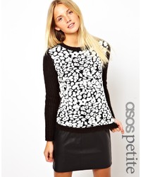 Женский бело-черный свитер с круглым вырезом с леопардовым принтом от Asos Petite