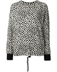 Женский бело-черный свитер с круглым вырезом с леопардовым принтом от Chloé