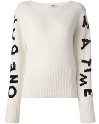 Женский бело-черный свитер с круглым вырезом с принтом от Acne Studios