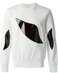 Мужской бело-черный свитер с круглым вырезом с принтом от Alexander McQueen