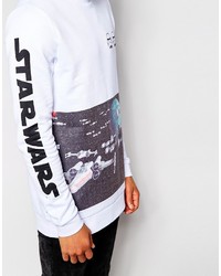 Мужской бело-черный свитер с круглым вырезом с принтом от Star Wars