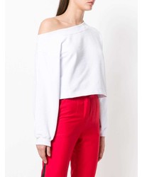 Женский бело-черный свитер с круглым вырезом с принтом от MSGM