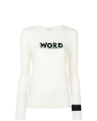 Женский бело-черный свитер с круглым вырезом с принтом от Bella Freud