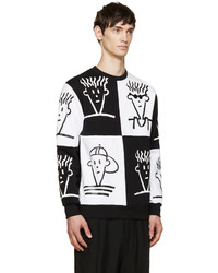 Мужской бело-черный свитер с круглым вырезом с принтом от Etudes Studio