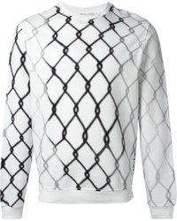 Мужской бело-черный свитер с круглым вырезом с принтом от Carven