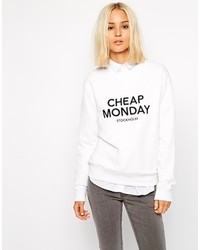 Женский бело-черный свитер с круглым вырезом с принтом от Cheap Monday