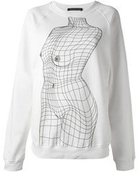 Женский бело-черный свитер с круглым вырезом с принтом от Christopher Kane