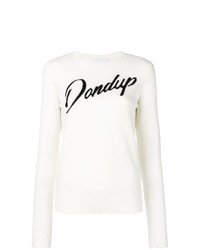 Женский бело-черный свитер с круглым вырезом с принтом от Dondup