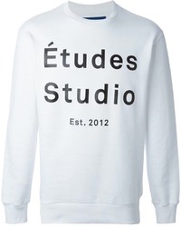 Мужской бело-черный свитер с круглым вырезом с принтом от Etudes Studio