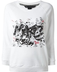 Женский бело-черный свитер с круглым вырезом с принтом от Marc by Marc Jacobs