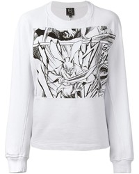 Женский бело-черный свитер с круглым вырезом с принтом от McQ by Alexander McQueen