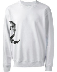 Мужской бело-черный свитер с круглым вырезом с принтом от McQ by Alexander McQueen