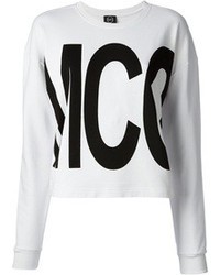 Женский бело-черный свитер с круглым вырезом с принтом от McQ by Alexander McQueen