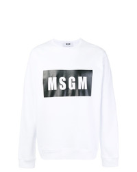 Мужской бело-черный свитер с круглым вырезом с принтом от MSGM
