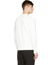 Мужской бело-черный свитер с круглым вырезом с принтом