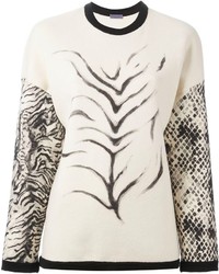 Женский бело-черный свитер с круглым вырезом с принтом от Ungaro