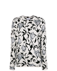 Женский бело-черный свитер с круглым вырезом с цветочным принтом от Christian Wijnants