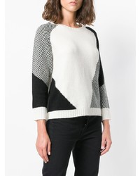 Женский бело-черный свитер с круглым вырезом от Woolrich