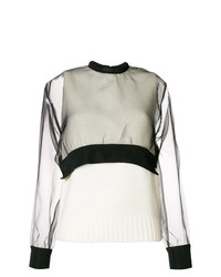 Женский бело-черный свитер с круглым вырезом от Comme Des Garçons Noir Kei Ninomiya
