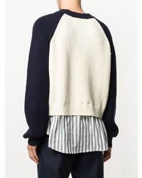 Мужской бело-черный свитер с круглым вырезом от Sunnei