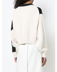 Женский бело-черный свитер с круглым вырезом от Tibi