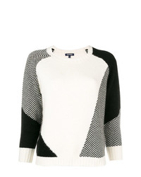 Женский бело-черный свитер с круглым вырезом от Woolrich