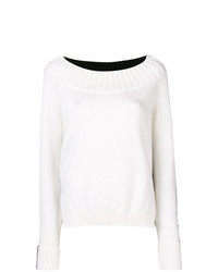 Женский бело-черный свитер с круглым вырезом от Zanone