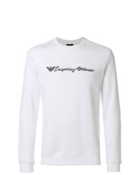 Мужской бело-черный свитшот с принтом от Emporio Armani