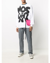 Мужской бело-черный свитшот с принтом от Moschino