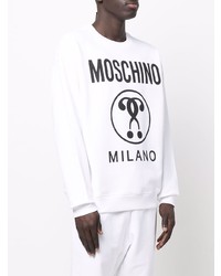 Мужской бело-черный свитшот с принтом от Moschino