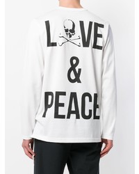 Мужской бело-черный свитшот с принтом от Mastermind World