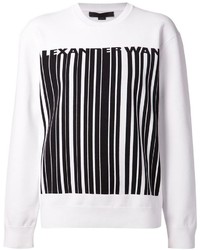 Бело-черный свободный свитер с принтом от Alexander Wang