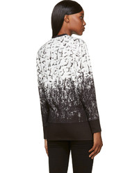 Бело-черный свободный свитер с принтом от Helmut Lang