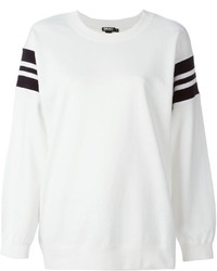 Бело-черный свободный свитер с принтом от DKNY