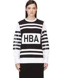 Бело-черный свободный свитер с принтом от Hood by Air